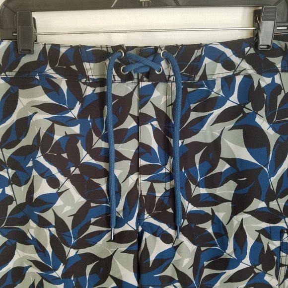 J.CREW Flex Swimwear Leaf Print Swim Trunks Shorts Men's Size 32 - Picture 2 of 4